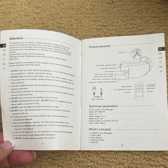 Black Renpho Eye Massager with Remote - Picture 5 of 6